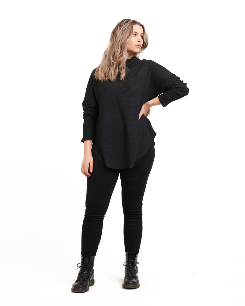 Plus size model wearing Alanna Cowl-Neck Tunic by Dex Plus | Dia&Co | dia_product_style_image_id:168451